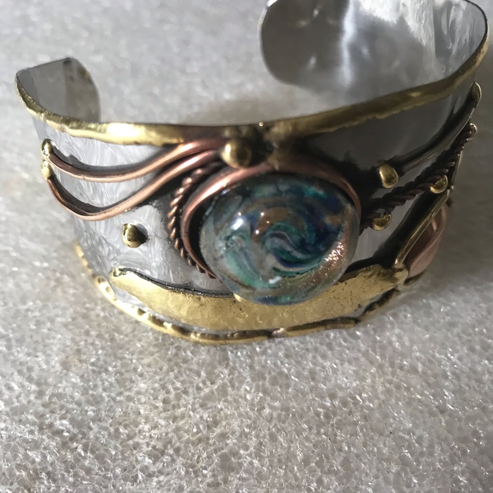 Artisan Mixed Metal Cuff Bracelet - Picture 2 of 3